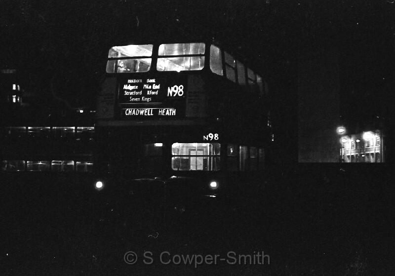 N98,BW31,05,RT3410,N98,Chadwell Heath,Aldgate,Apr 78.jpg